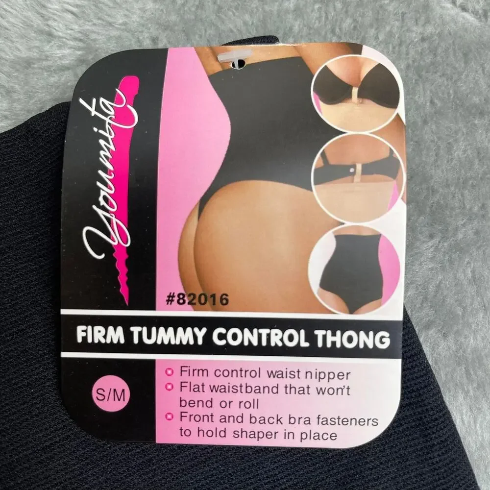 Youmita Firm Tummy Control Thong Shaper Panties, #82016, (S/M‎ & L/XL, Black)